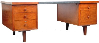 GIMSON & SLATER - LARGE RETRO 1960'S OFFICE TWIN PEDESTAL DESK