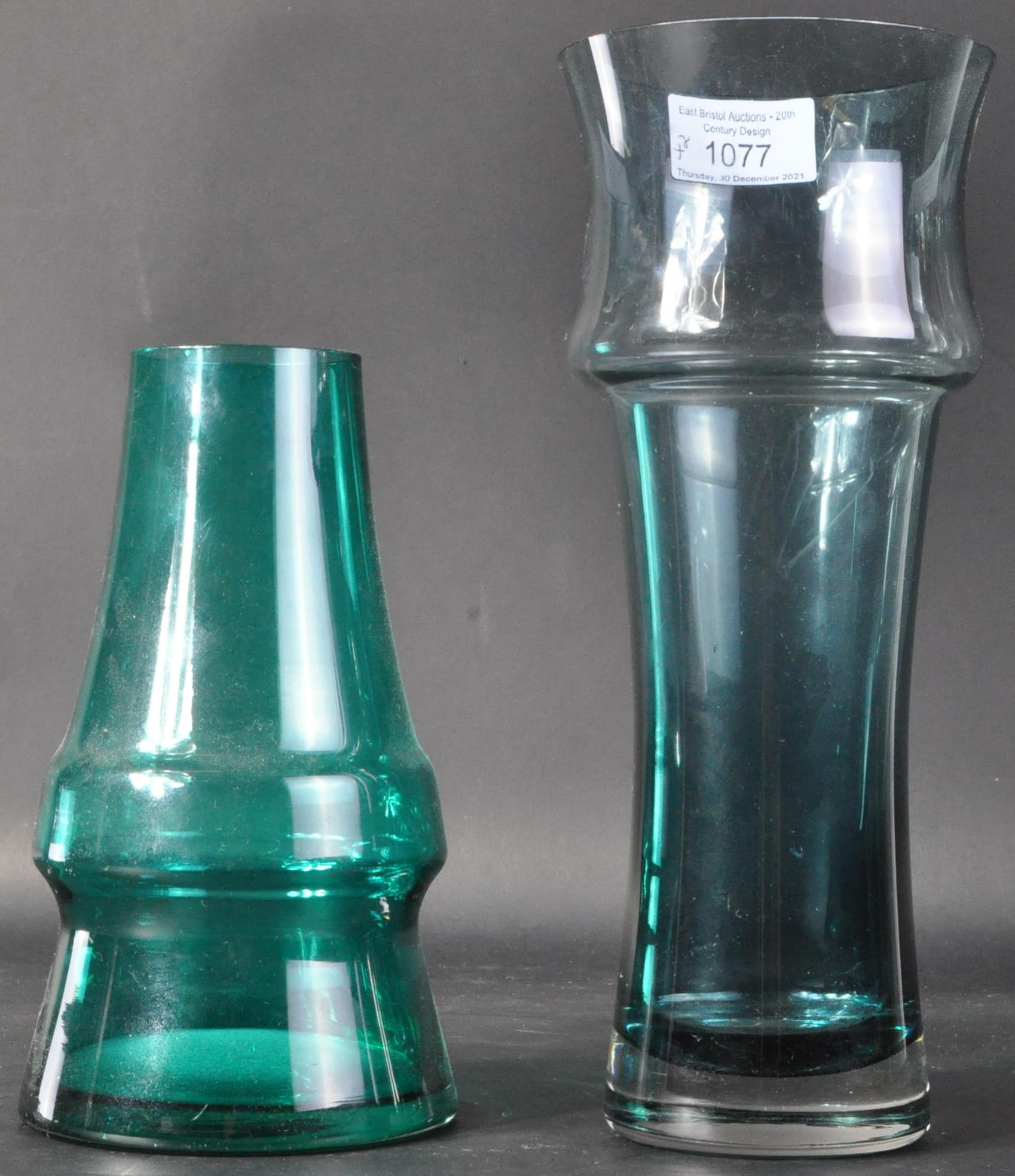 RIIHIMAKI - TWO RETRO MID CENTURY SCANDINAVIAN GLASS VASES