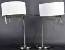 MATCHING PAIR OF CONTEMPORARY SWING ARM TABLE LAMPS