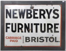 NEWBERY'S FURNITURE - BRISTOL - ORIGINAL ENAMEL ADVERTISING SIGN