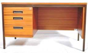 1970'S ENGLISH TEAK AND METAL FRAMED OFFICE DESK