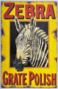 ZEBRA GRATE POLISH - LARGE OIL ON BOARD ADVERTISING SIGN