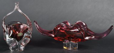 JOSEF HOSPODKA - CHRIBSKA - TWO RETRO STUDIO ART GLASS VASES