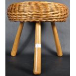 TONY PAUL - MID 20TH CENTURY WICKER AND BEECH STOOL