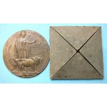 A WWI bronze 'death plaque' for Phillip Chugg, in cardboard envelope sleeve.