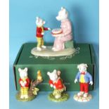 A Beswick Limited Edition 'Happy Birthday Rupert' figurine, 176/500, with CofA, (boxed) and three