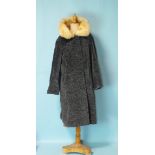 A fake Persian lamb coat with fur collar, an opossum gilet, a musquash stole, four Japanese