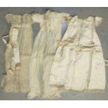 A quantity of Victorian silk and cotton baby clothes bearing the label Christening suit as worn by