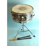 A Hohner Percussion 14" snare drum with stand.