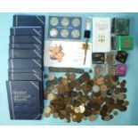 A collection of British coinage.