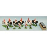 W Britains Lifeguards, modern issues, six mounted, five standing to attention, no box and a small