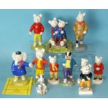 A set of eleven Beswick 'Rupert And His Friends' figurines: 'Rupert The Bear', 'Algy Pug', 'Pong