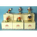 Six Royal Doulton Rupert figurines: 'Out For The Day', 'Rupert Takes A Ski-ing Lesson', 'Bingo's
