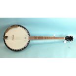 A modern Freshman five-string banjo with Remo head, 99cm overall.