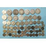 An Elizabeth I hammered silver sixpence and a collection of pre-1919 silver coinage, (value £2 7s