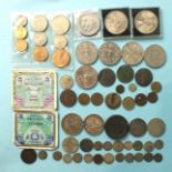 A small collection of miscellaneous Great Britain and World coinage, including a George III 1797