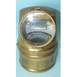 A Lilley & Reynolds brass binnacle top containing a compass stamped Patent 0921, No.4567K, 38cm