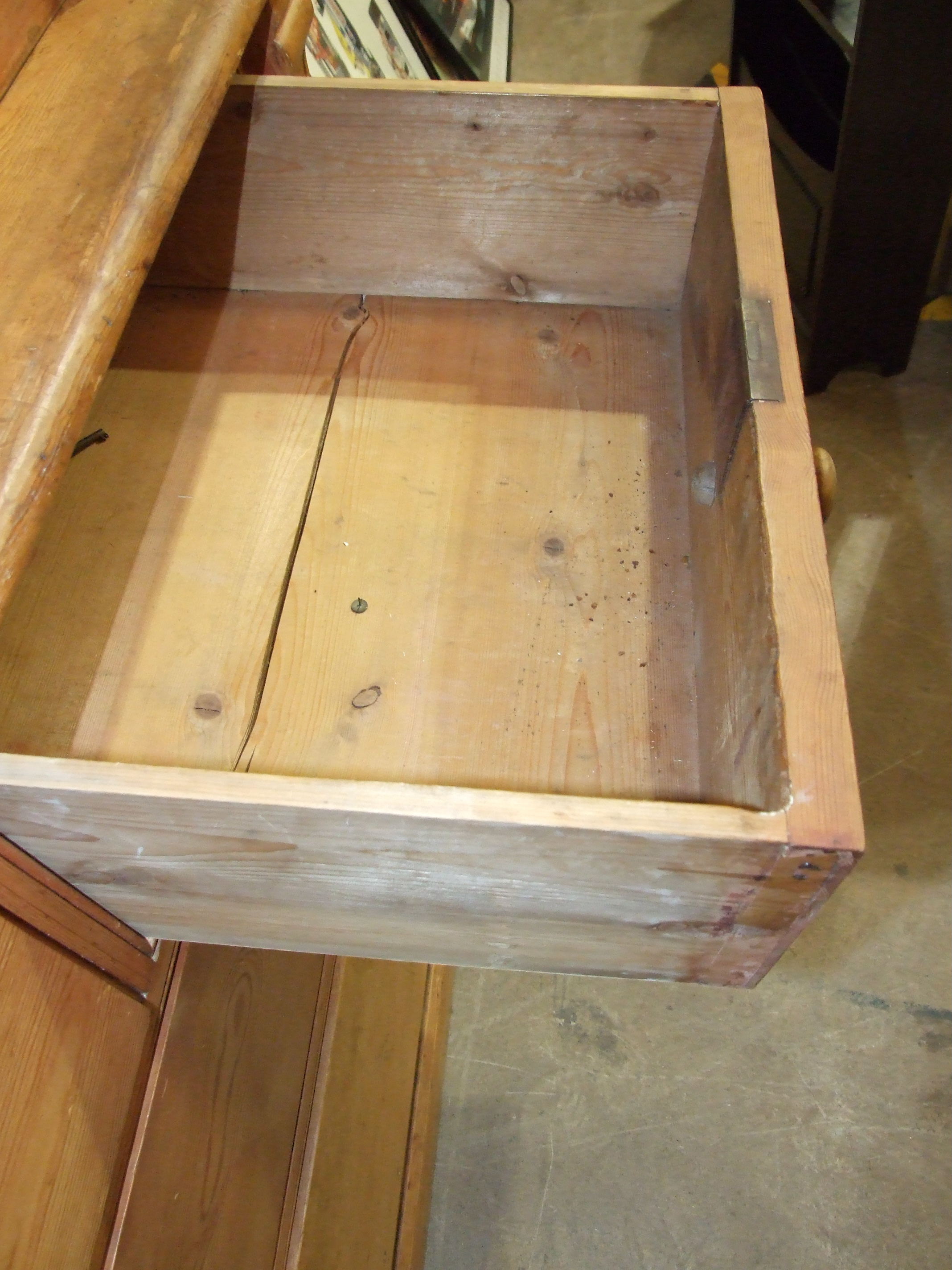 A pine dresser, the shelved upper section fitted with a pair of glazed doors above two short and two - Image 3 of 3