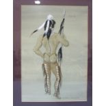 •Anthony Holland SIOUX, PORTRAIT OF A NORTH AMERICAN INDIAN FROM BEHIND Signed watercolour,