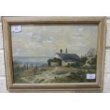 Benjamin John Ottewell CLIFF-SIDE COTTAGE, LOOKING OUT TO SEA, watercolour, initialled B J O,