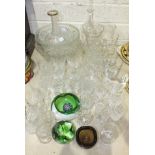 A collection of glassware, including bowls, vases, drinking glasses, etc.