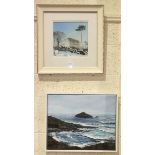 Jan Spiller, MEWSTONE FROM WEMBURY, signed oil on canvas, 40 x 51cm; Keith Stott, WINTER AT