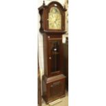 Fenclocks, Suffolk, a modern mahogany long case clock, the anodised brass dial with sun/moon phase