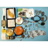 Various compacts, costume jewellery, etc.