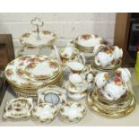 Approximately fifty-four pieces of Royal Albert Old Country Roses tea and dinnerware.