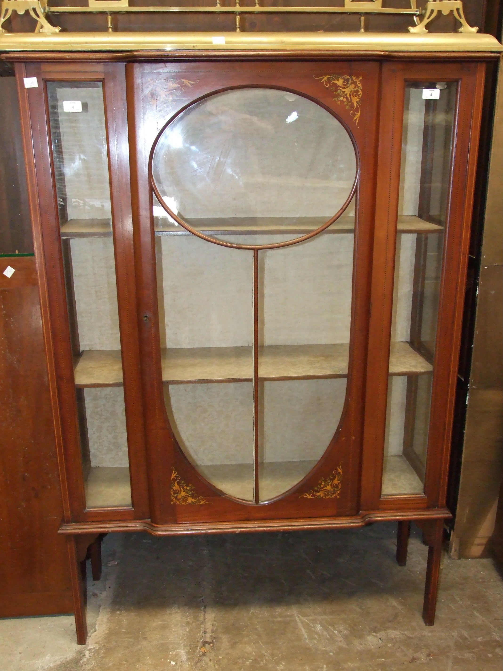 A mahogany glazed display cabinet, 154cm high, 108cm wide.