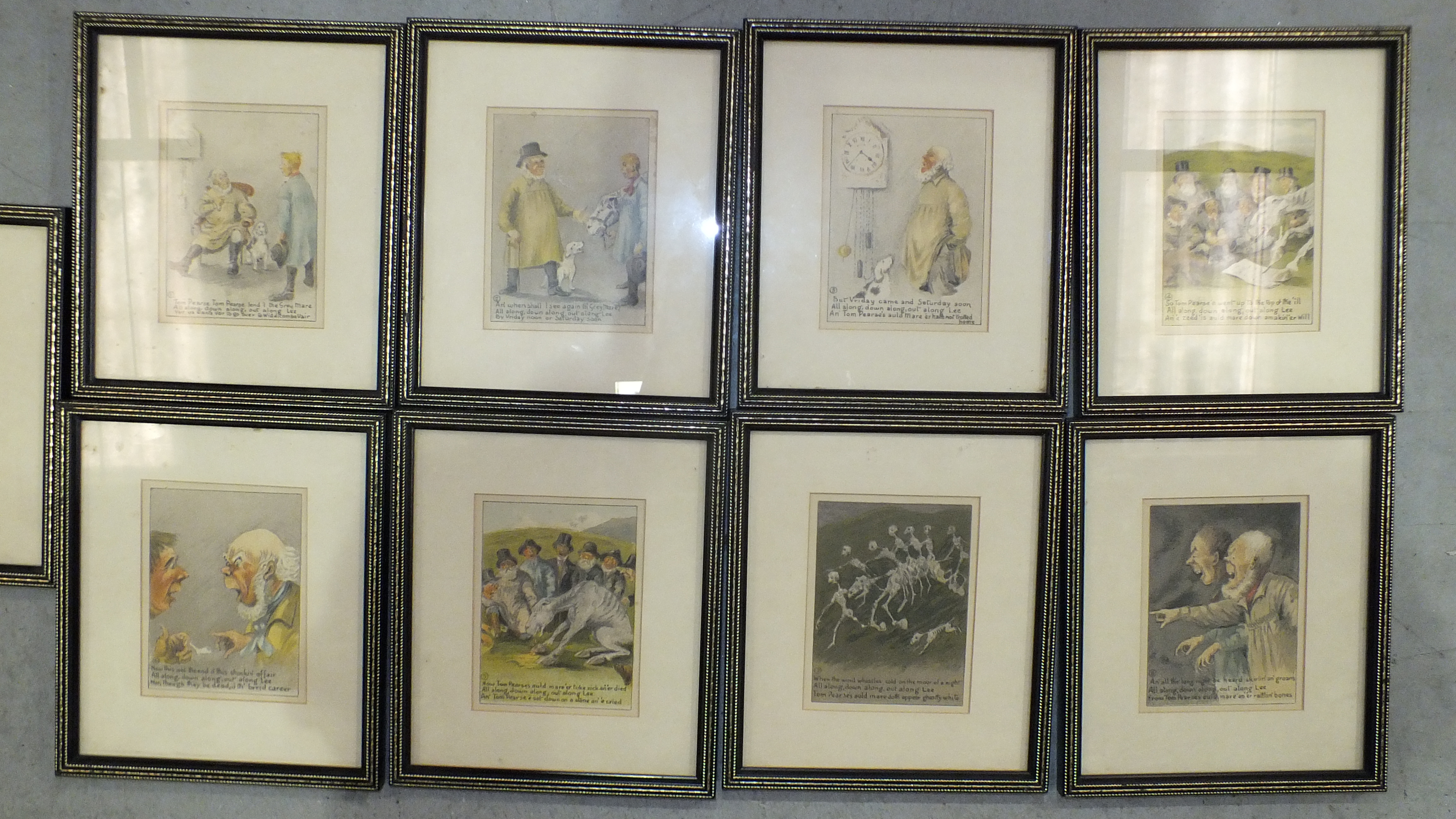 After F Richards, a set of eight coloured prints depicting scenes and verses of Widecombe Fair, - Bild 3 aus 5