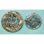 A Scottish silver Viking dragon boat brooch by Henderson & Horner Bros, Glasgow 1936, 4.8cm and a