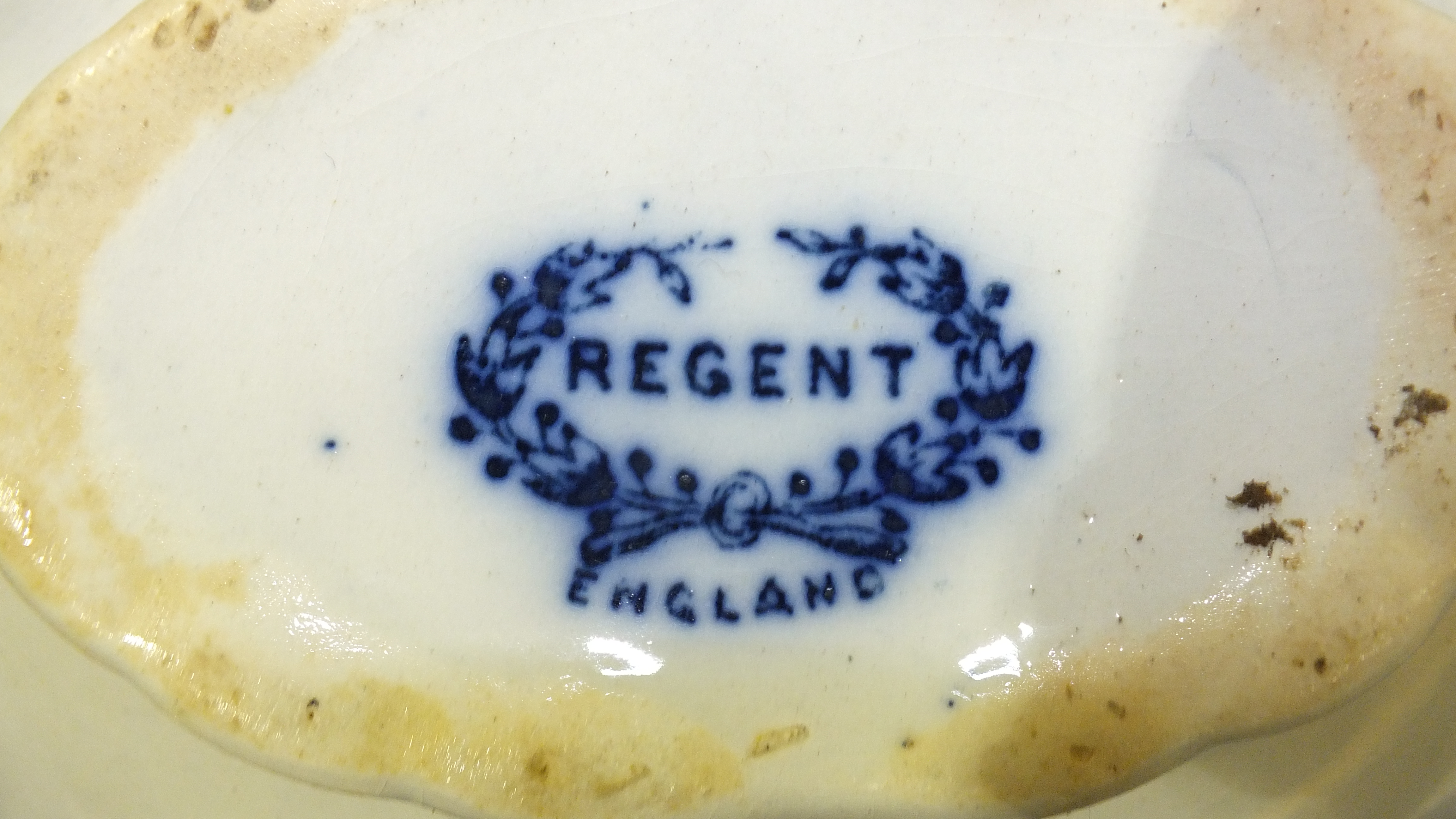 Forty-six pieces of Regent blue, white and gilt decorated dinnerware, eleven pieces of Crown - Image 3 of 4