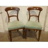 A set of six Victorian mahogany bar-back dining chairs on turned front legs, (6).