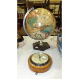 A Short and Mason aneroid barometer on wooden mount, 18cm diameter, and a c1980 Scan-Globe