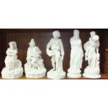 A pair of 19th century Continental parian ware figure groups depicting country figures, the female