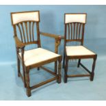 A set of eight oak high-back dining chairs, including two carvers, (8).
