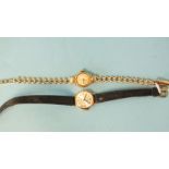 A ladies Roamer wrist watch with 9ct gold case and bracelet, 11.9g total, and a ladies Avia 9ct gold