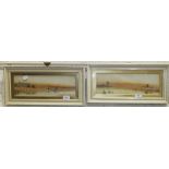 Garman Morris, "Evening, Moorland Lake Scene", signed watercolour, 13 x 38cm and a companion, a