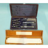 A Thornton cased set of drawing instruments and a cased Diva Duplex slide rule, (2).