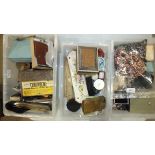 Various costume jewellery, various boxes and miscellaneous items, the contents of four boxes.