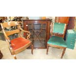 A Victorian mahogany carver chair with drop-in seat, three Victorian dining chairs and a Georgian