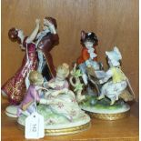 A Wilhelm Rittirsch Dresden Art Germany porcelain figure group of a couple dancing, 18.5cm high, two