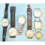 A gentleman's Grewaco wrist watch, (working), a lady's silver-cased wrist watch, (a/f) and other