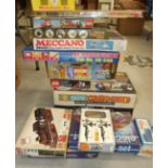 A Scalextric Grand Prix 8 set, an Ideal Evel Knieval stunt cycle, various Lego, Meccano Space 2501