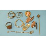 A small quantity of hallmarked gold jewellery, 6g approximately and other items.