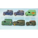 Dinky Toys, Trojan Vans: 452 "Chivers Jellies" and 453 "Cydrax", 261 Post Office Telephones van, 472