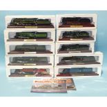Atlas, ten boxed locomotive models (static), on plinths and a quantity of boxed Models of