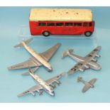 Dinky Toys, Aircraft: 702 Comet, 704 York, 706 Viscount and Tempest II and a Triang Minic single-