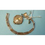 A lady's 9ct-gold-cased wrist watch, (a/f), on 9ct gold gate-link bracelet, gross weight 4.8g.